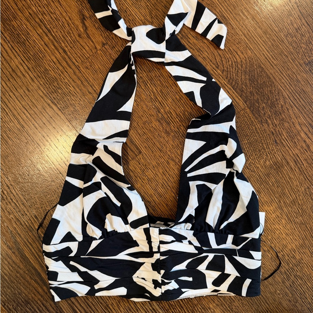 Zara Black and White Tribal Halter Top